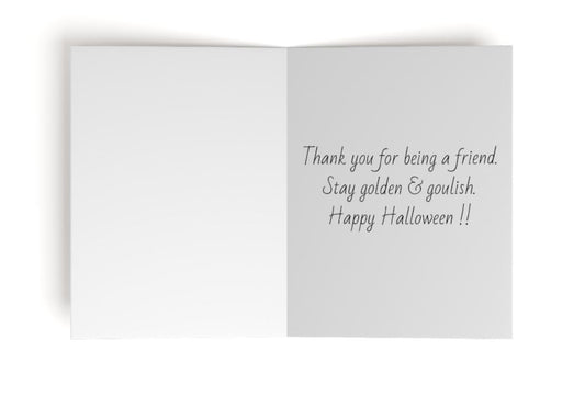 Set of 8 Halloween Greeting Cards - The Golden Ghouls | Spooky Wishes, Holiday Cards, Fun Invitations, Unique Card Sets, All Occasions