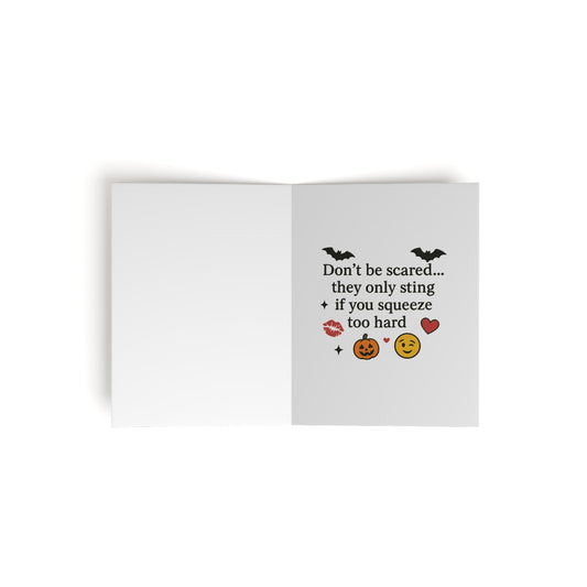 Set of 8 Greeting Cards, Bees with Ghost Sheets Halloween Card, Boo Bees, Spooky Cards, Cheeky Pun Card, Halloween Stationery, Funny