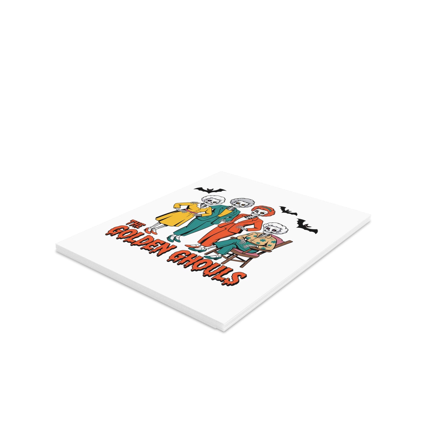 Set of 8 Halloween Greeting Cards - The Golden Ghouls | Spooky Wishes, Holiday Cards, Fun Invitations, Unique Card Sets, All Occasions