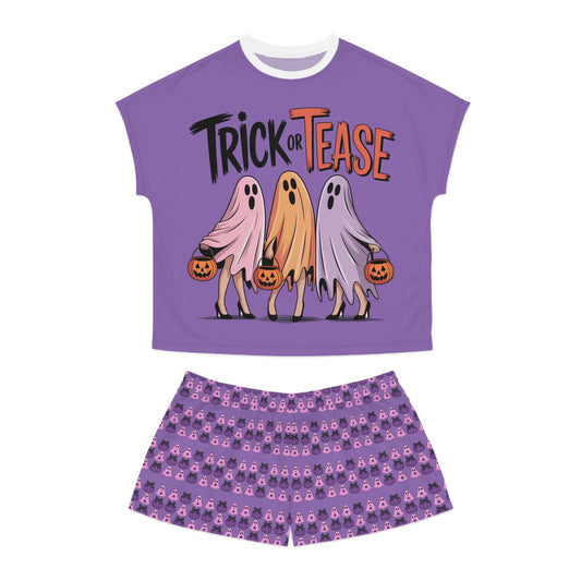 Ghostly Fun Women's Pajama Set, Halloween Sleepwear, Trick or Tease PJs, Cozy Loungewear, Comfortable Nightwear