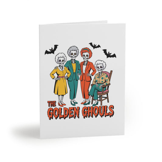 Set of 8 Halloween Greeting Cards - The Golden Ghouls | Spooky Wishes, Holiday Cards, Fun Invitations, Unique Card Sets, All Occasions