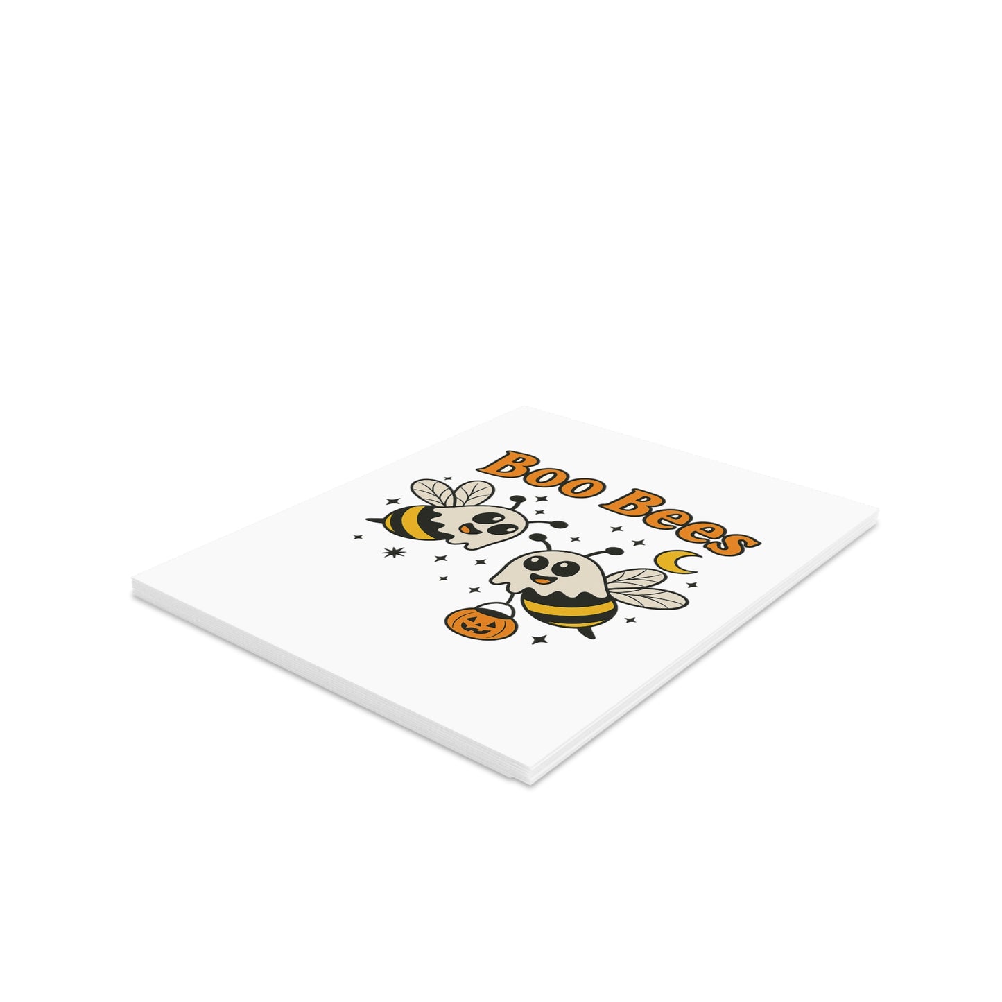 Set of 8 Greeting Cards, Bees with Ghost Sheets Halloween Card, Boo Bees, Spooky Cards, Cheeky Pun Card, Halloween Stationery, Funny
