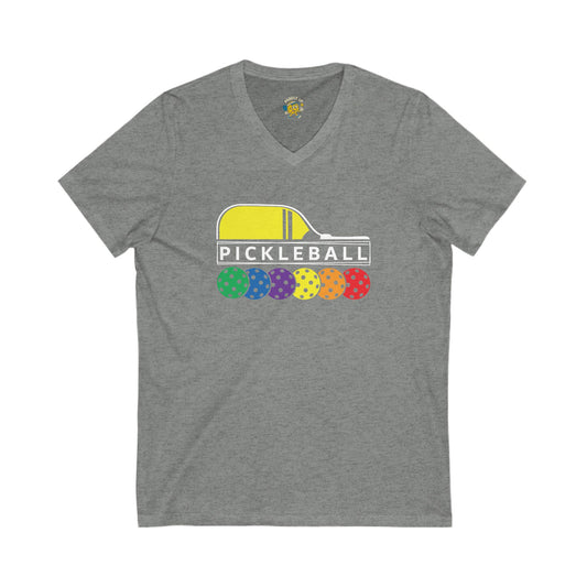 Pickleball V Neck Tee, Sporty Lightweight Shirt, Unisex Jersey Short Sleeve, Athletic Top, Casual V-Neck T-Shirt, Pickleball Player Gift