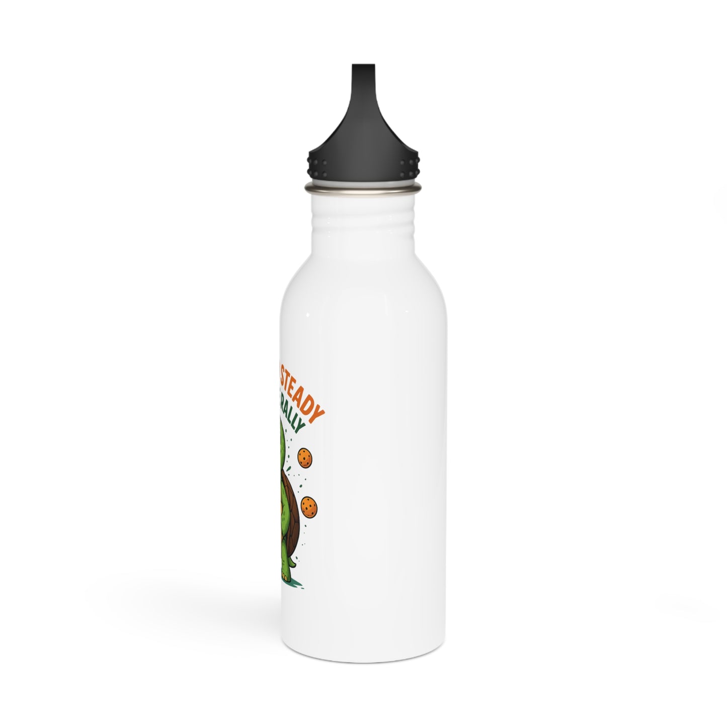 Stainless Steel Water Bottle, Turtle Holding A Pickleball Paddle - Slow and Steady wins the rally, Eco-Friendly Water Bottle, Reusable