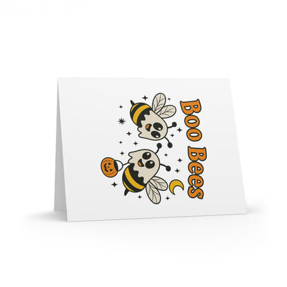 Set of 8 Greeting Cards, Bees with Ghost Sheets Halloween Card, Boo Bees, Spooky Cards, Cheeky Pun Card, Halloween Stationery, Funny