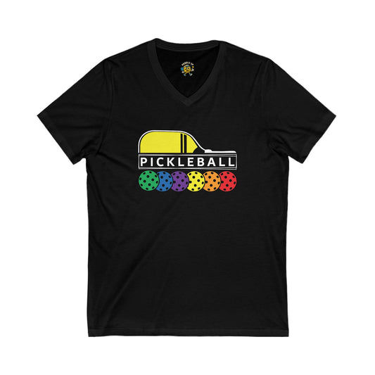 Pickleball V Neck Tee, Sporty Lightweight Shirt, Unisex Jersey Short Sleeve, Athletic Top, Casual V-Neck T-Shirt, Pickleball Player Gift