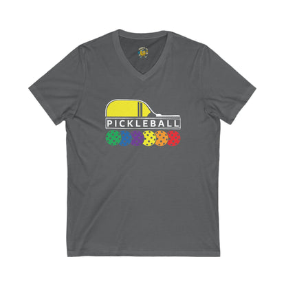 Pickleball V Neck Tee, Sporty Lightweight Shirt, Unisex Jersey Short Sleeve, Athletic Top, Casual V-Neck T-Shirt, Pickleball Player Gift