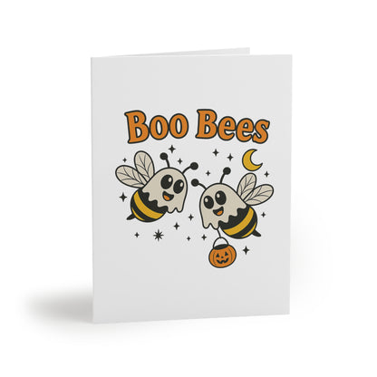 Set of 8 Greeting Cards, Bees with Ghost Sheets Halloween Card, Boo Bees, Spooky Cards, Cheeky Pun Card, Halloween Stationery, Funny