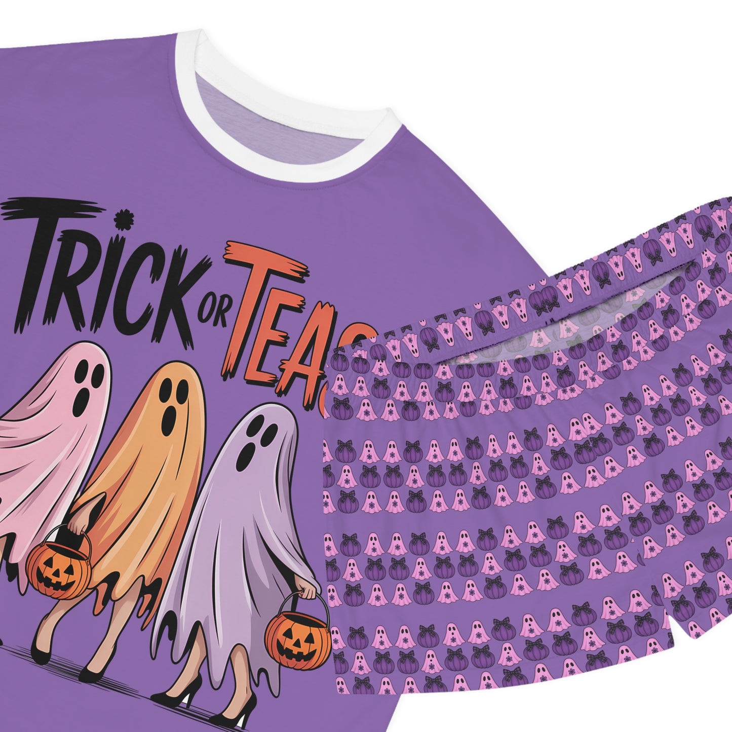 Ghostly Fun Women's Pajama Set, Halloween Sleepwear, Trick or Tease PJs, Cozy Loungewear, Comfortable Nightwear
